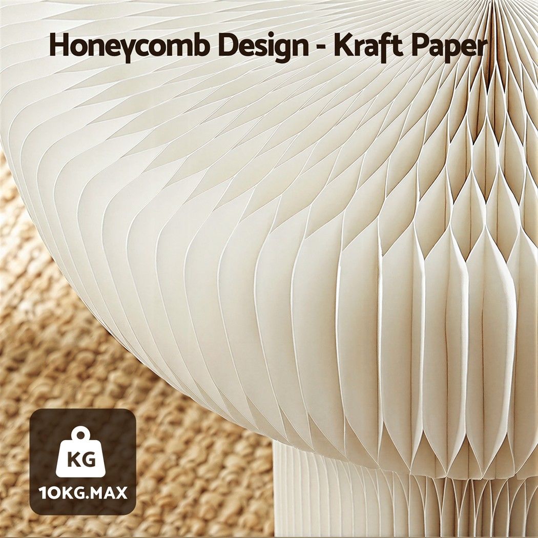 Artiss Paper End Table Honeycomb Coffee Table Foldable Round Bedside Side Table White 40x55cm