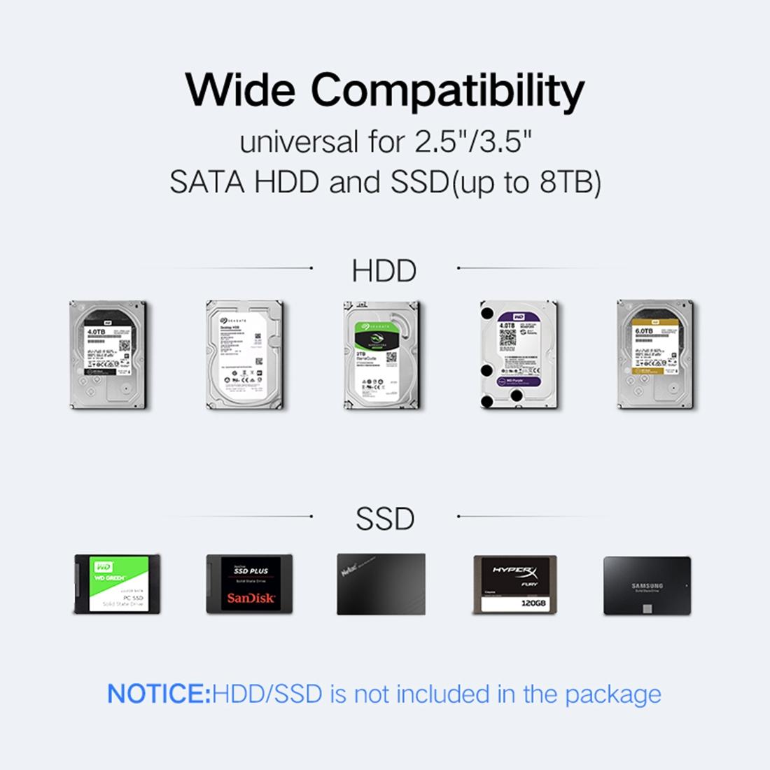 Usb 3.0 Sata Ssd Adapter For 2.5 / 3.5 Hdd Enclosure-1915198003539480582