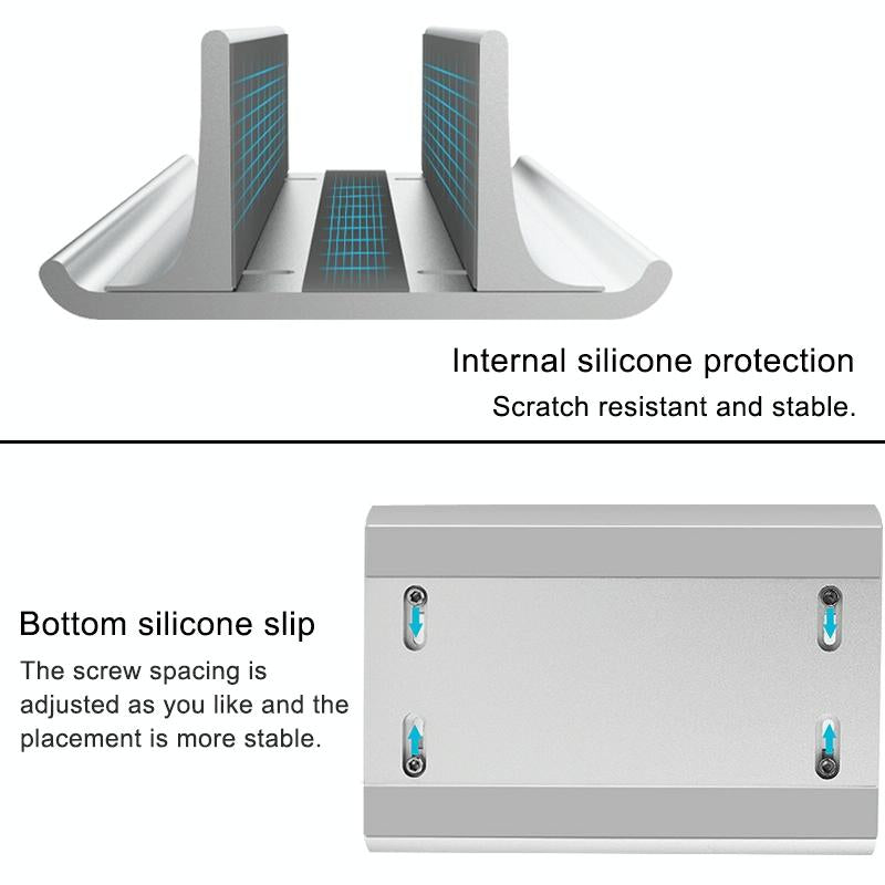 Adjustable Vertical Laptop Stand - Portable Aluminum Alloy Base Black-1915196776286130179
