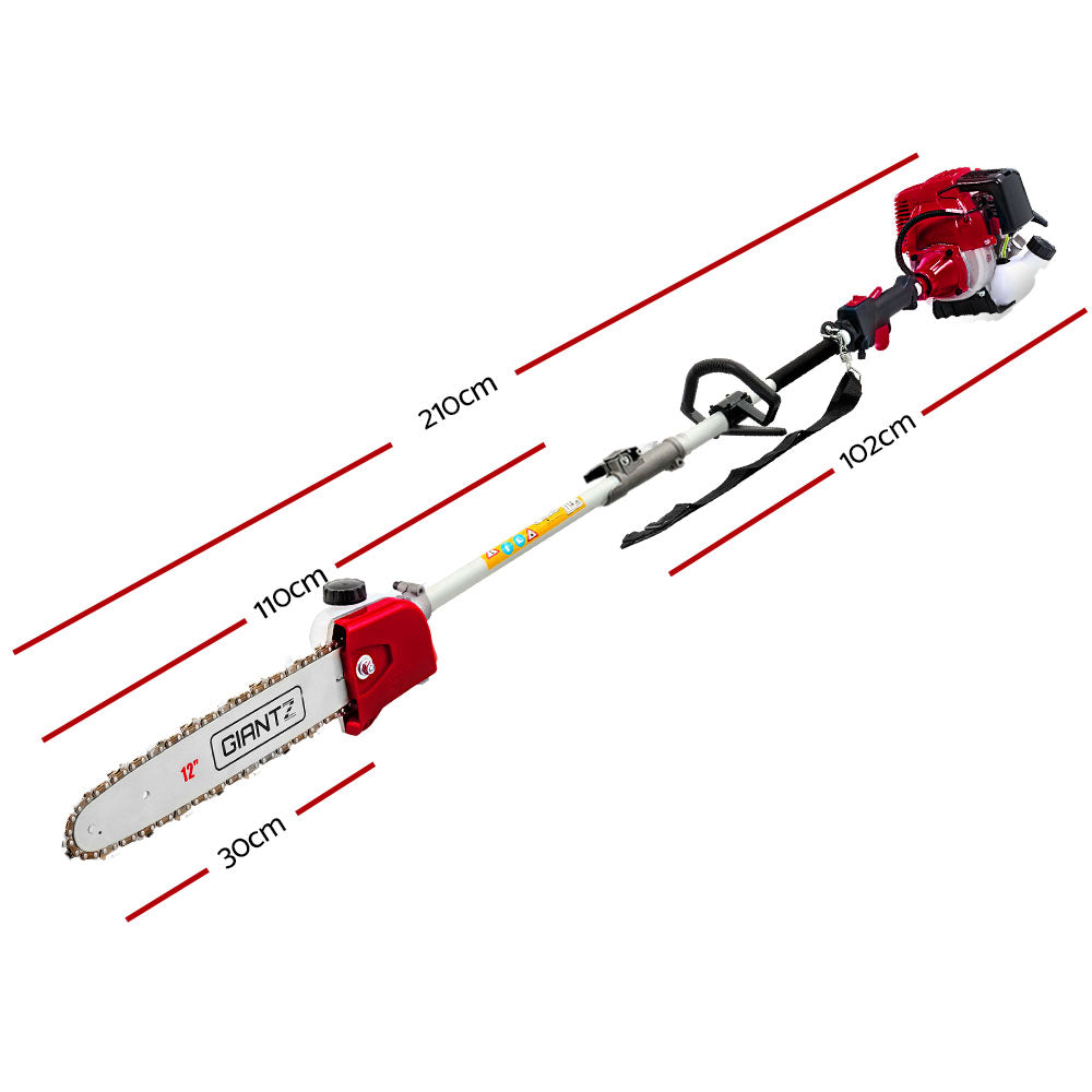 Giantz Pole Chainsaw 2 Stroke Petrol Hedge Trimmer Tree Pruner 7 In 1