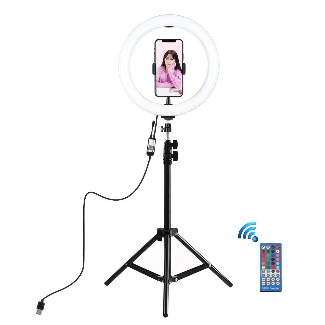 10.2 Rgbw Led Ring Light Kit With 1.1M Tripod Remote Ball Head And Phone Clamp-1915197736005799937