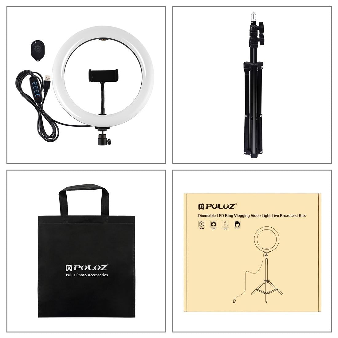 10.2 Ring Light With Tripod Usb 3 Modes Dual Colour Diffuse Light Phone Clamp with Remote - Black-1915196507351552002