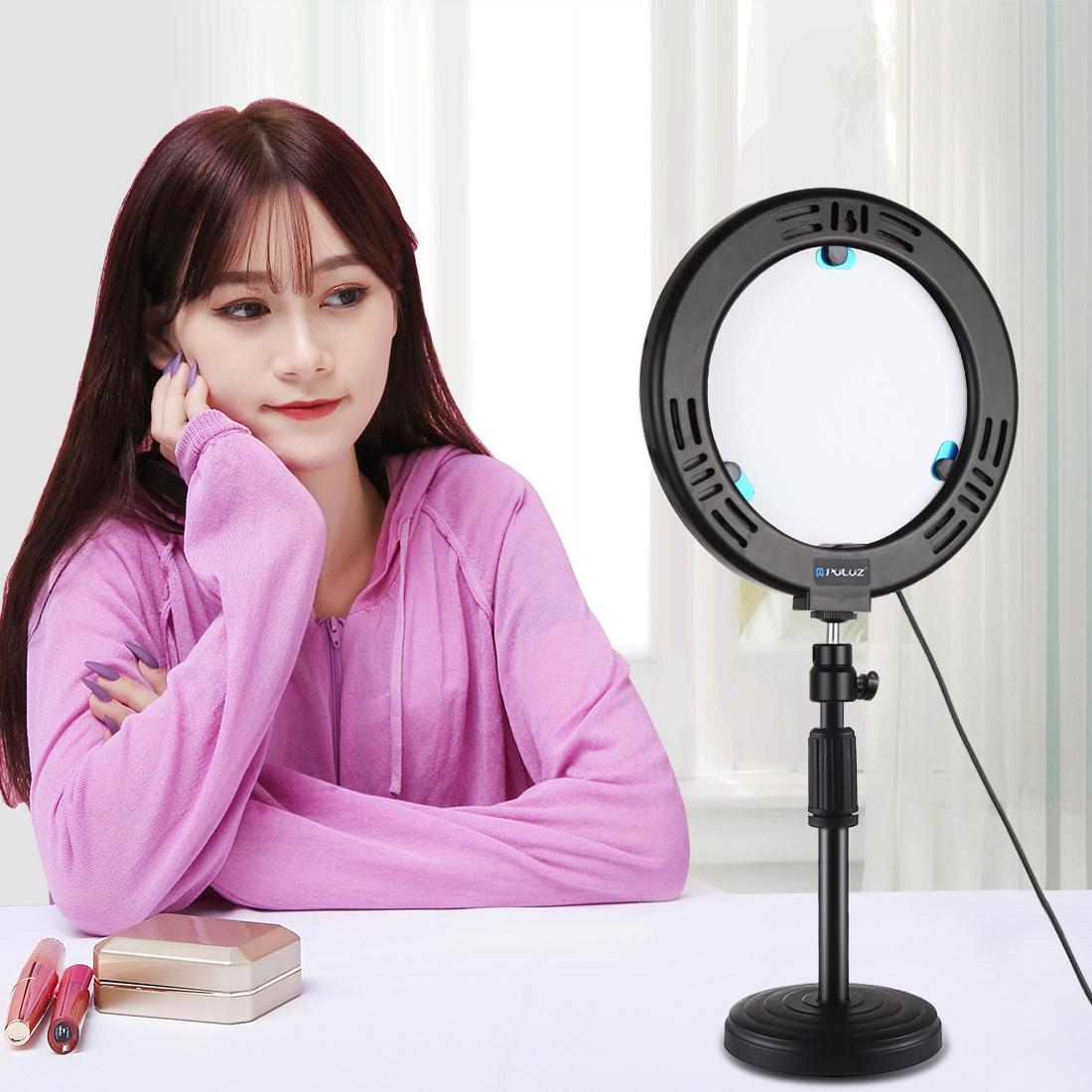 7.9 Dual-Colour Led Ring Light With Desktop Mount And Phone Clamp-1915196509482258434