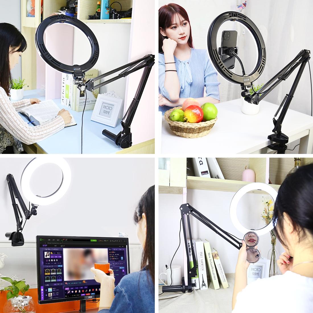 10.2 Ring Light With Usb 3 Modes Dual Colour Phone Clamp-1915196684514758658
