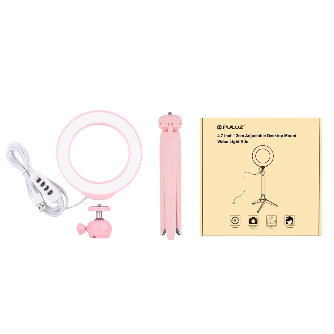 6.2 Led Ring Light With Usb 3 Modes Dimmable Cold Shoe Tripod Mount - Pink-1915196538020302850