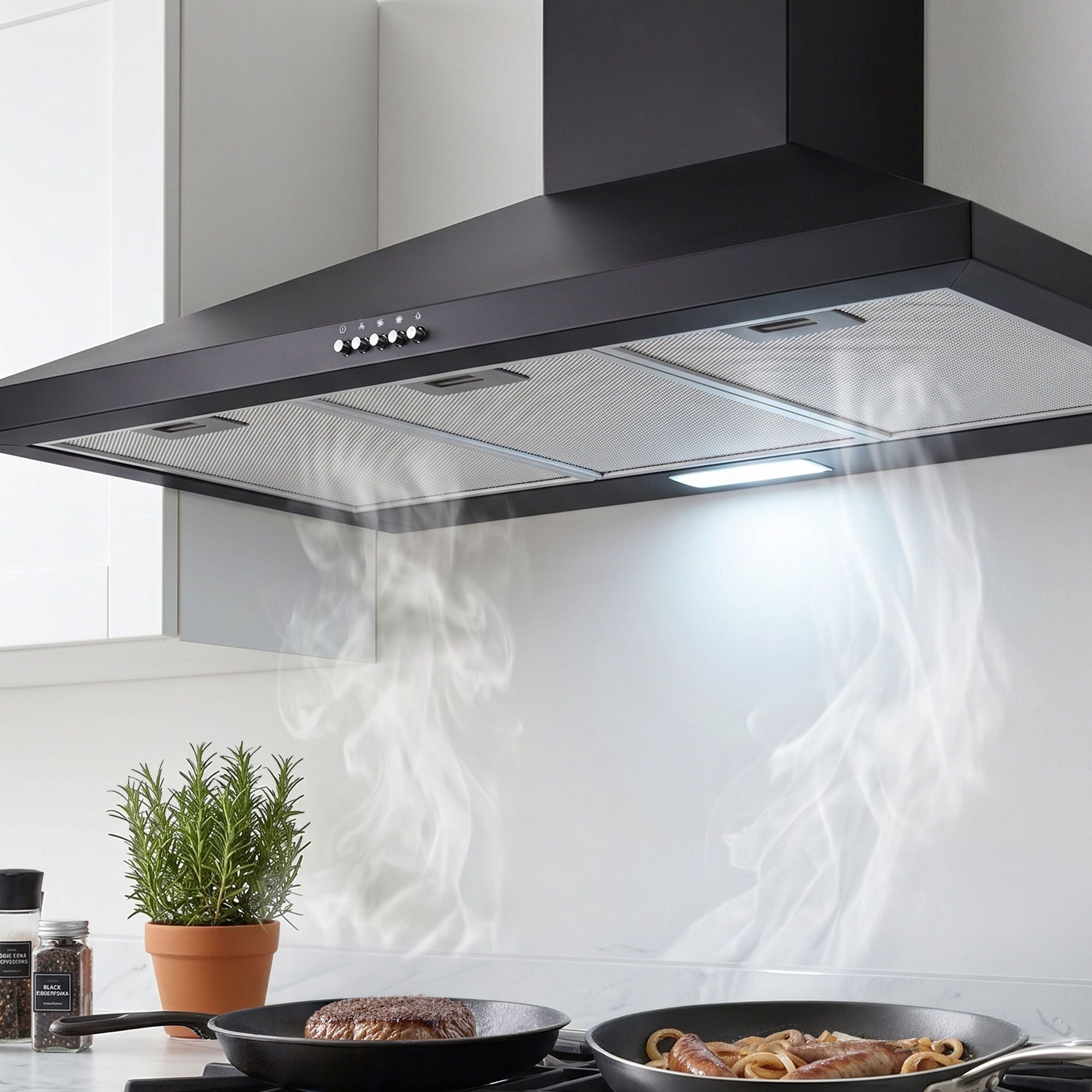 Devanti 900mm Range Hood 90cm Rangehood Black