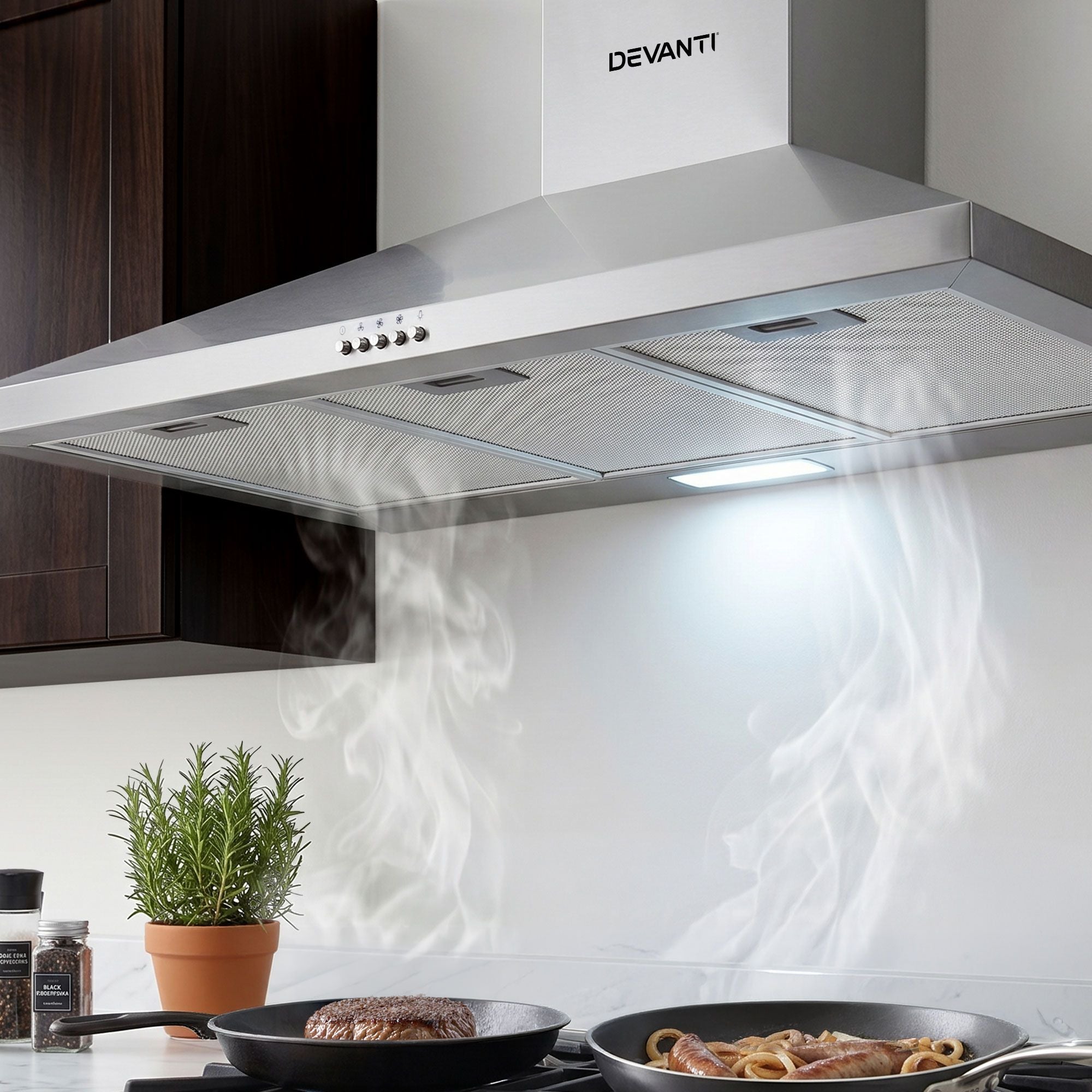 Devanti 900mm Range Hood 90cm Rangehood Stainless Steel