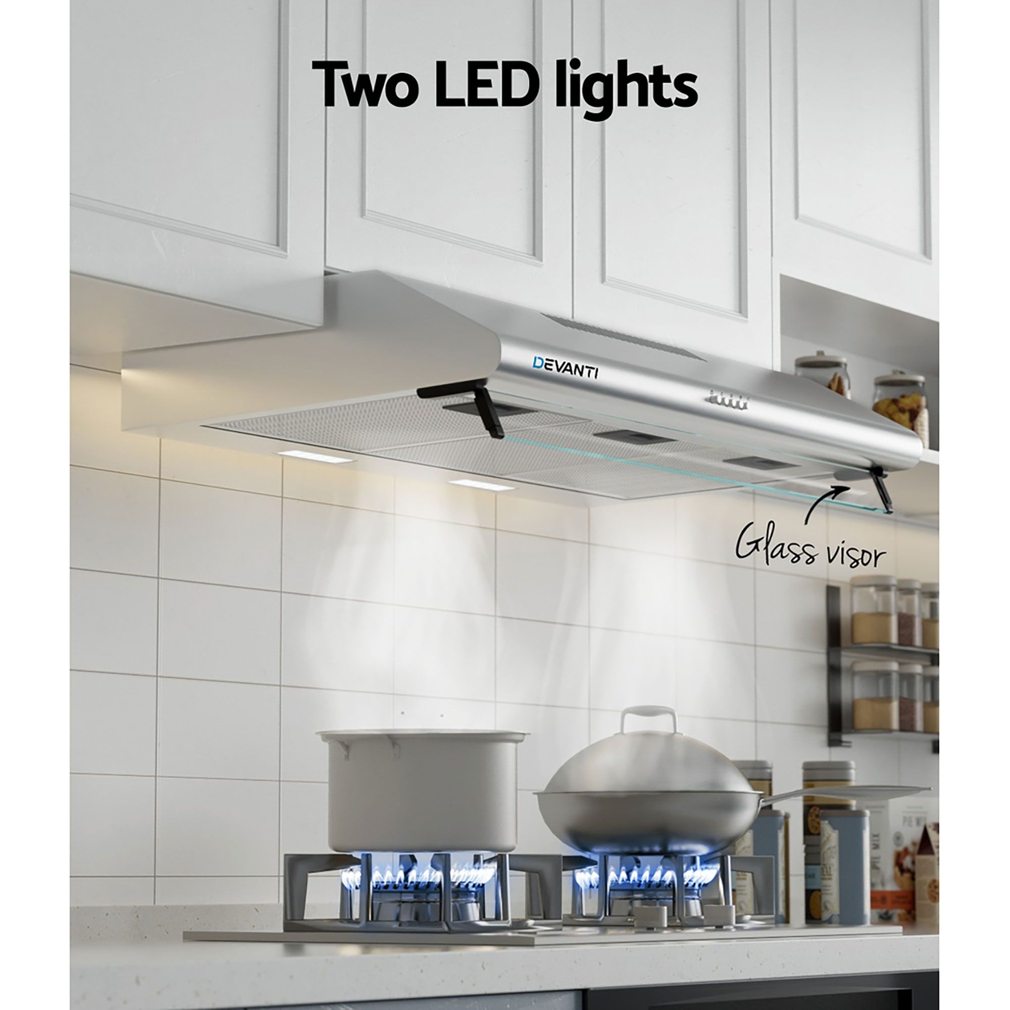 Devanti 900mm Range Hood 90cm Rangehood Stainless Steel