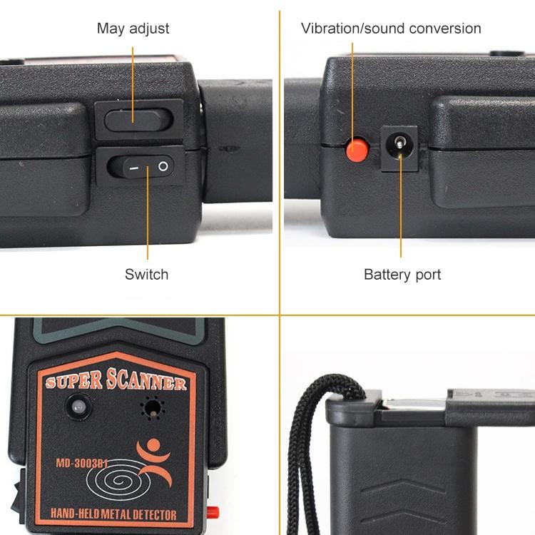 Black Super Scanner Wand Metal Detector - Md-3003B1-1922443451295731716