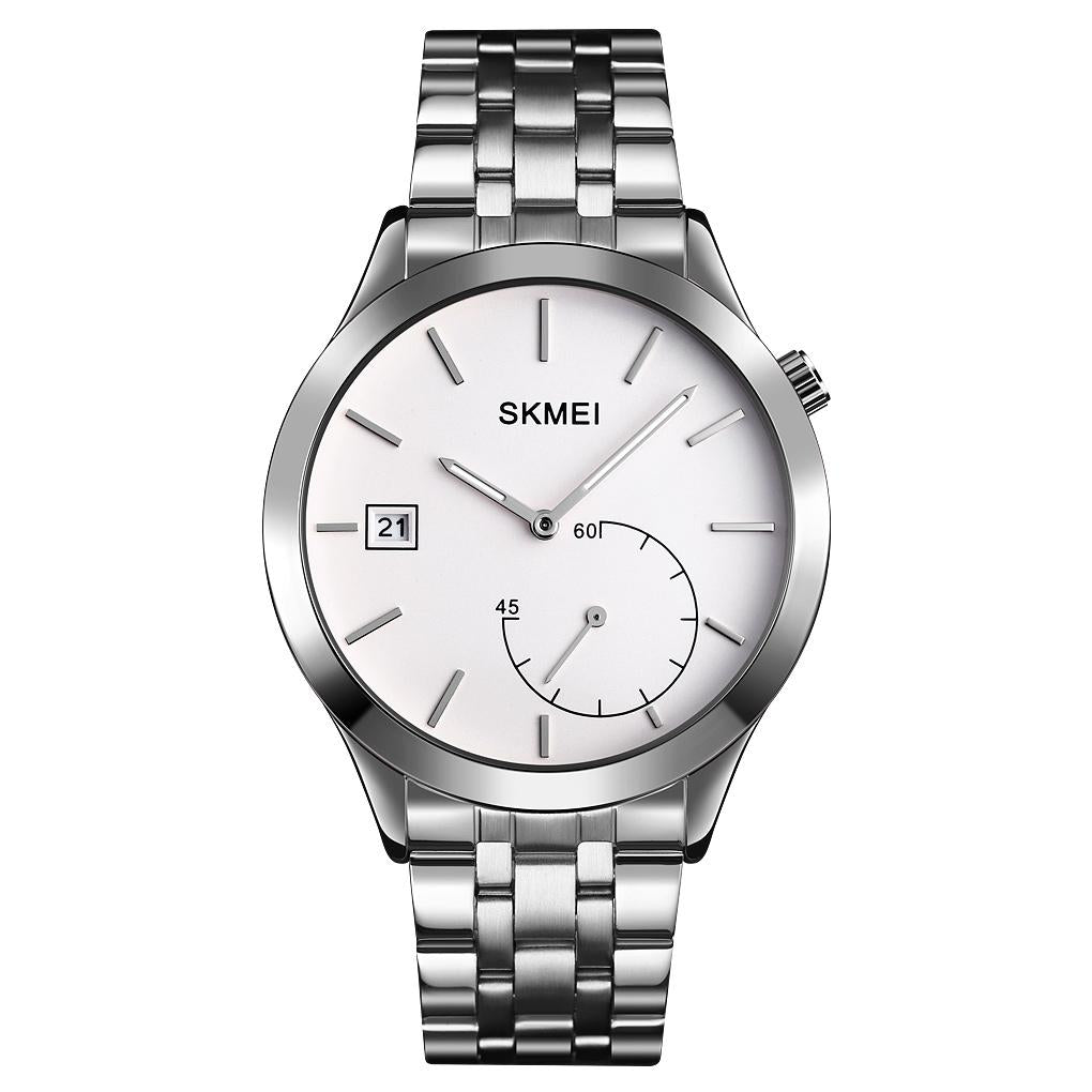 Stylish Waterproof Men Quartz Watch With Silver Steel Band-1915196536514547712