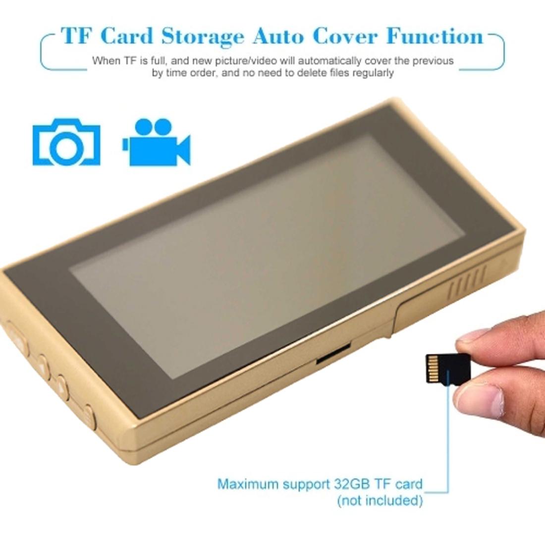 4.3 Digital Doorbell With Lcd Screen And Peephole Viewer - Gold-1915196910713573382