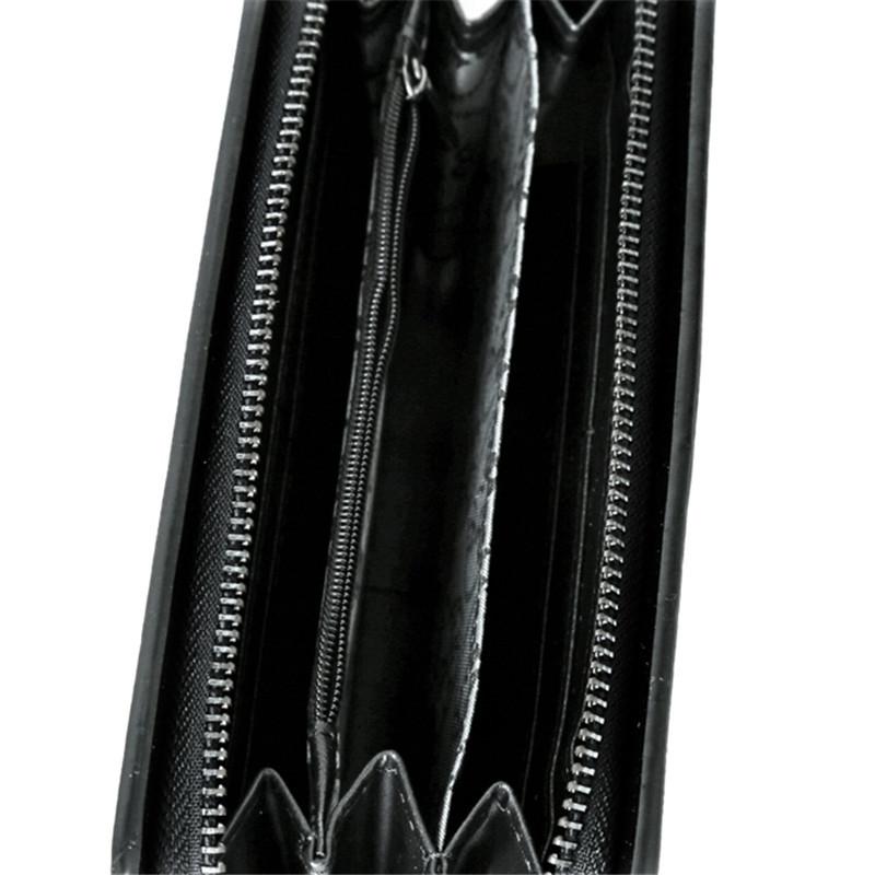 Leather Wristlet Handbag With Metal Skull Design-1915198239058038787