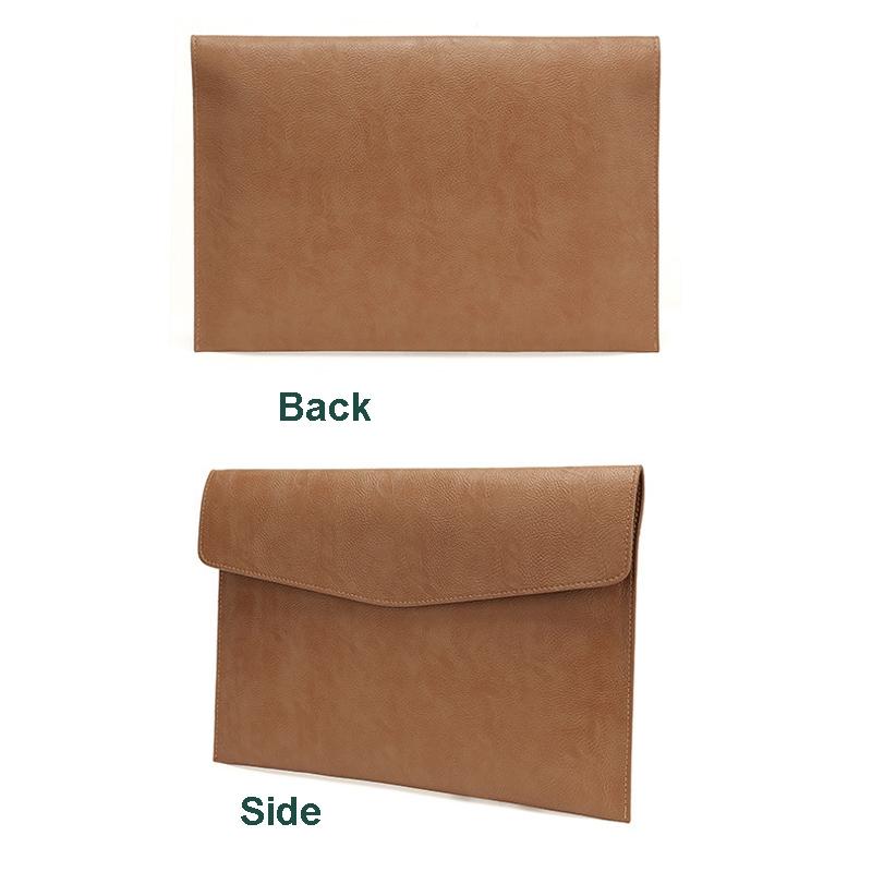 14 Laptop Sleeve & Power Bag - Litchi Pattern Pu Leather - Light Brown-1915197798043750402
