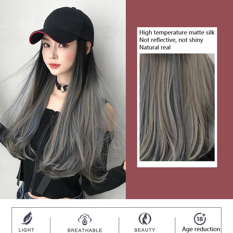 60Cm Long Curly Gradient Hair Cap Wig-1915196935657099266