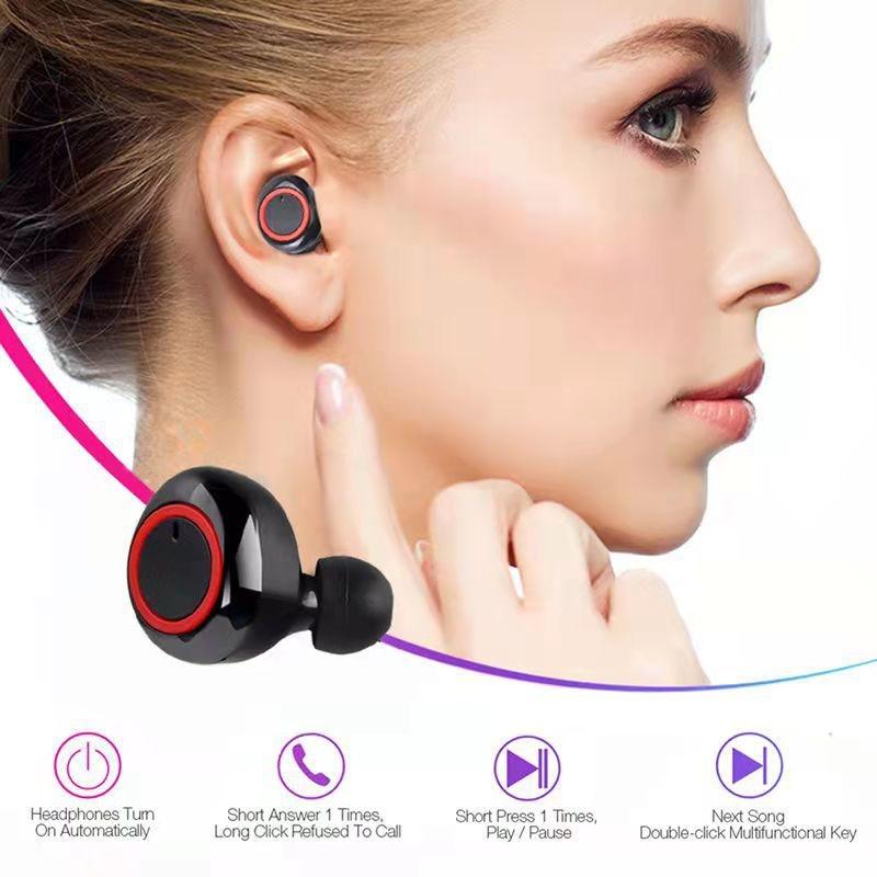 Wireless Tws Bluetooth Headphones With Touch Control - Black / Blue-1915196515467530243