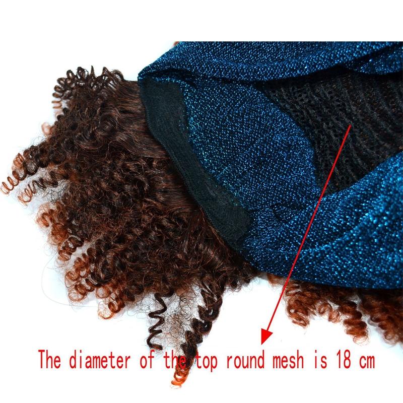 Small Curly Headscarf Wig - Gradient 1B Colour-1915197258203271174