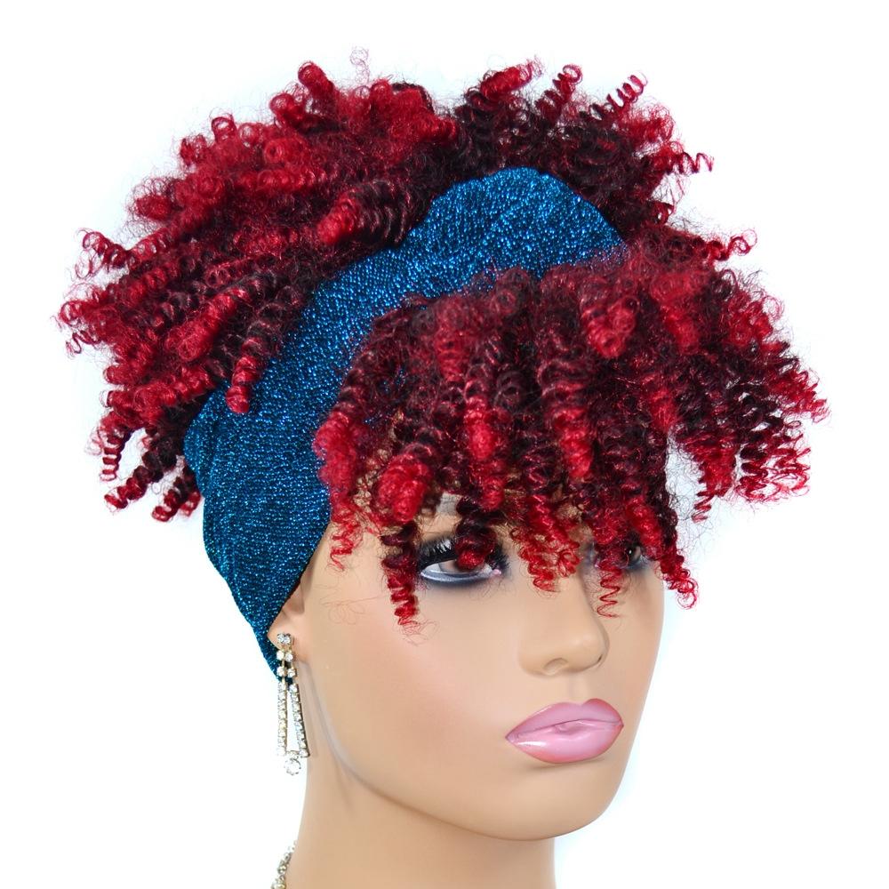 Gradient Small Curly Headscarf Wig In 9.Tjd2 1Bt27 Colour-1915197022865068034