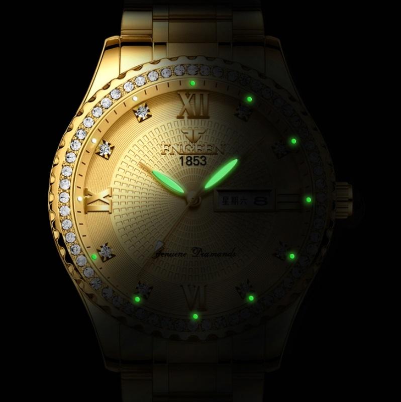 Men Luminous Quartz Watch - Full Gold With White Face-1915196514079215619