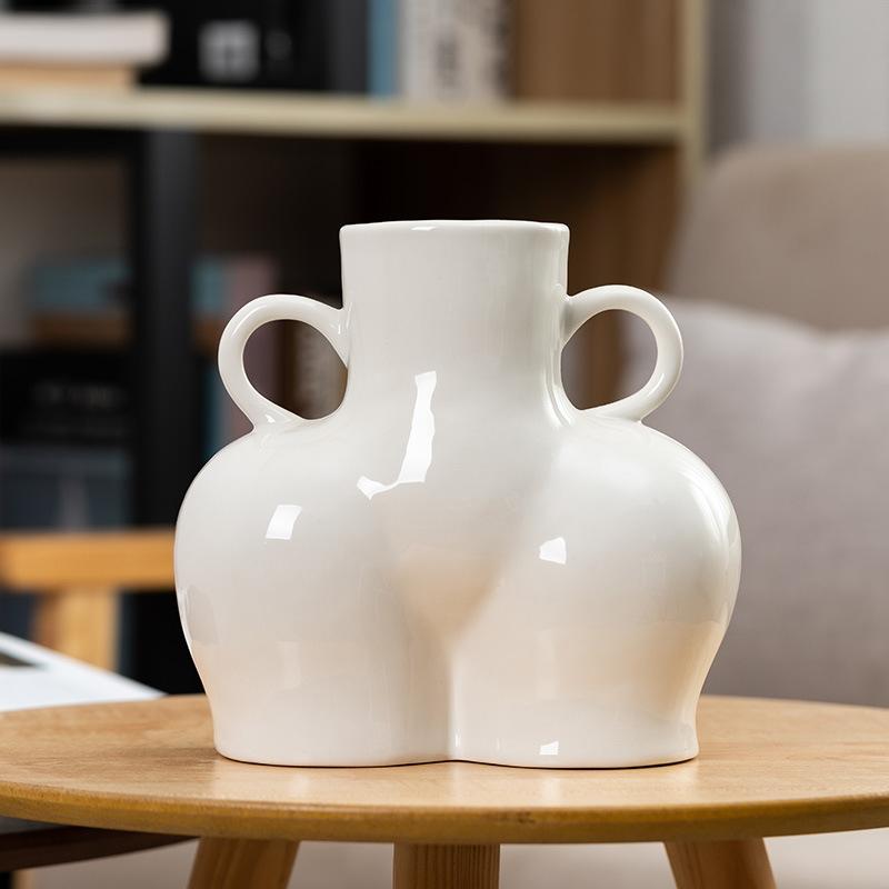 Large White Ceramic Vase For Home Decor With Dried Flower Design-1915197609455259648