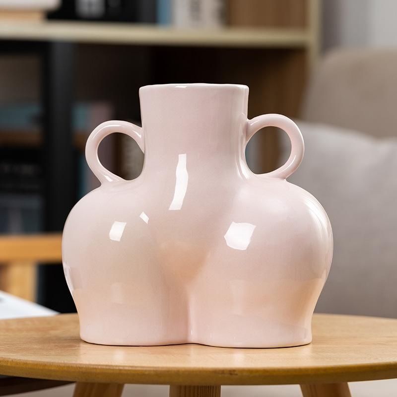 Large Bright Pink Ceramic Vase For Home Decor And Dried Flower Arrangements-1915197021069905920