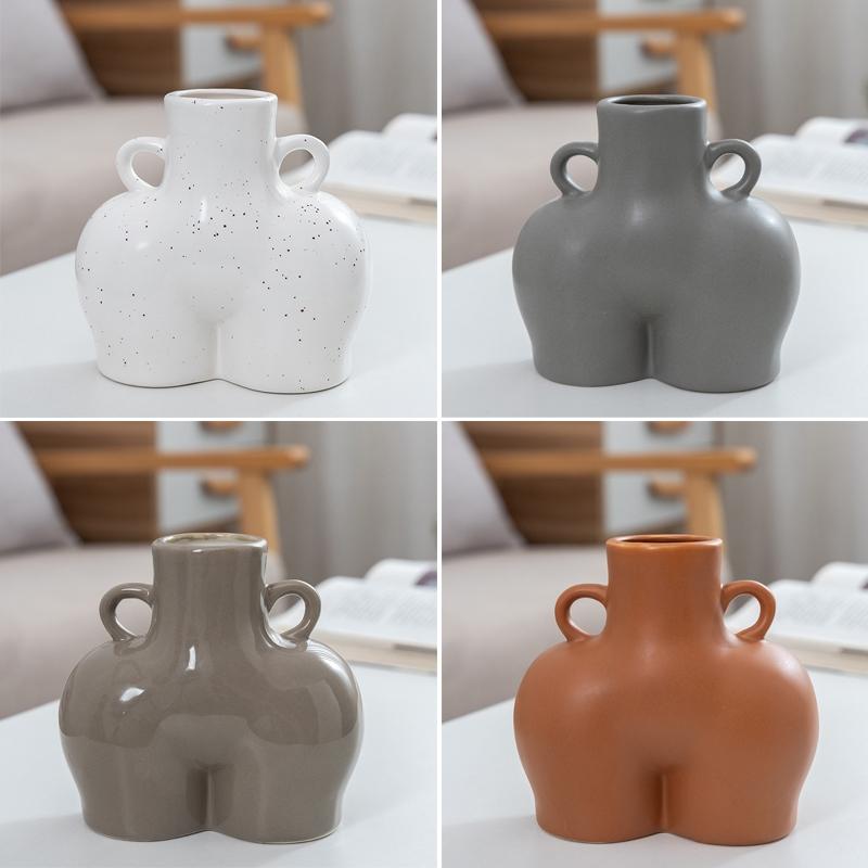 Small Matte Gray Ceramic Vase For Home Decor And Dried Flower Arrangements-1915197460825903105
