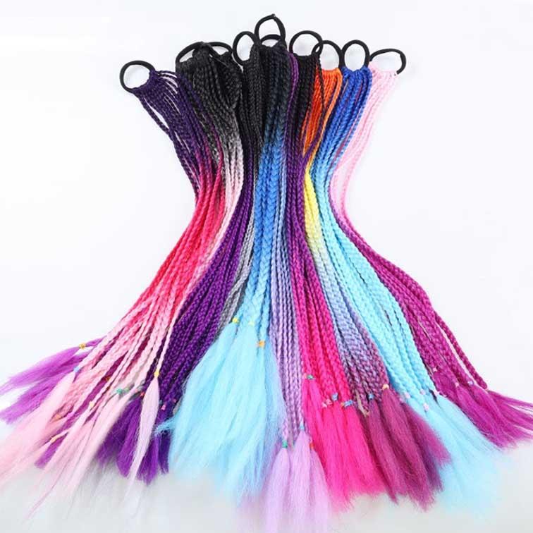 Colourful Braid Hair Band Wigs Corn Silk Dreadlocks Ponytail-1915197272287744001