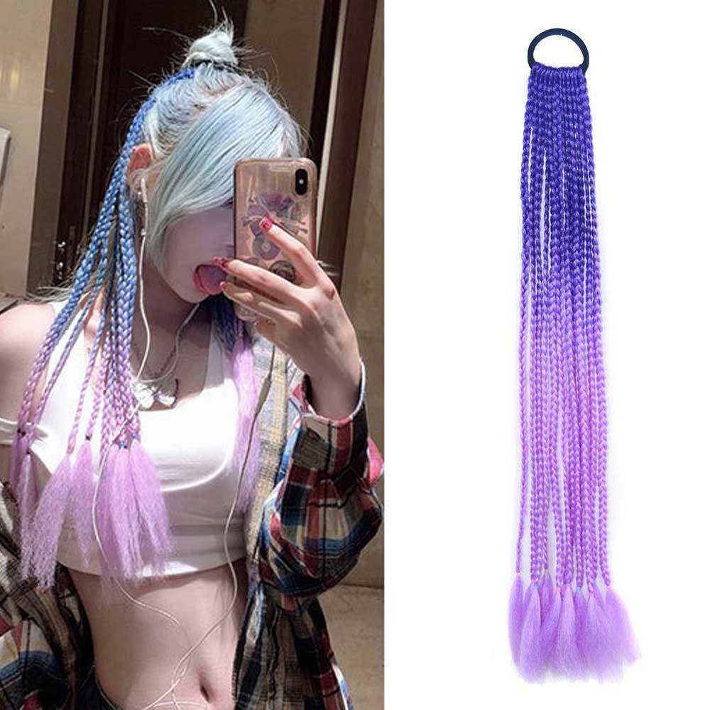 Multicoloured Braid Hair Band With Corn Silk Dreadlocks And Ponytail - Size 24-1915197034579759109