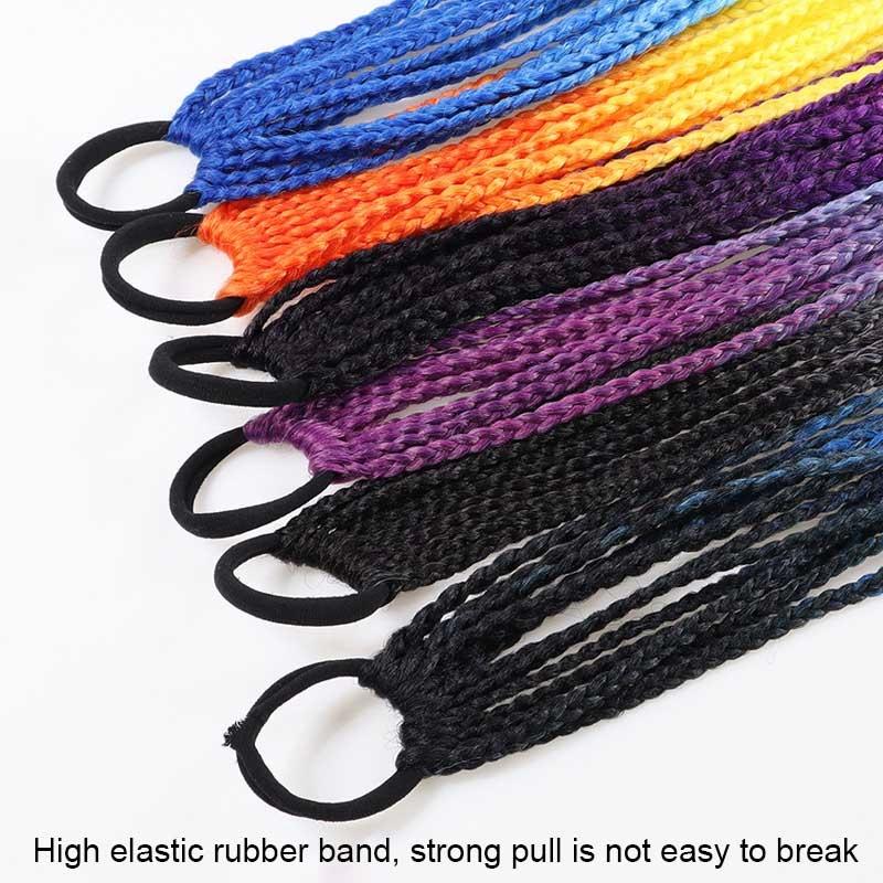 Multicoloured Braid Hair Band With Corn Silk Dreadlocks And Ponytail - Size 24-1915197034579759106