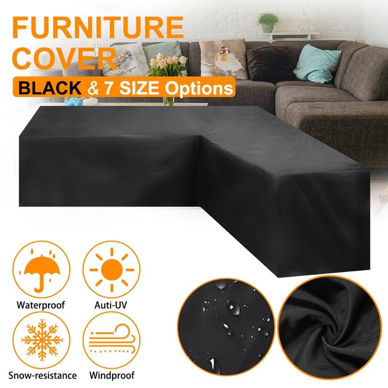 Waterproof Outdoor Corner Sofa Cover - 200X270X82Cm - Black-1915196644522070020