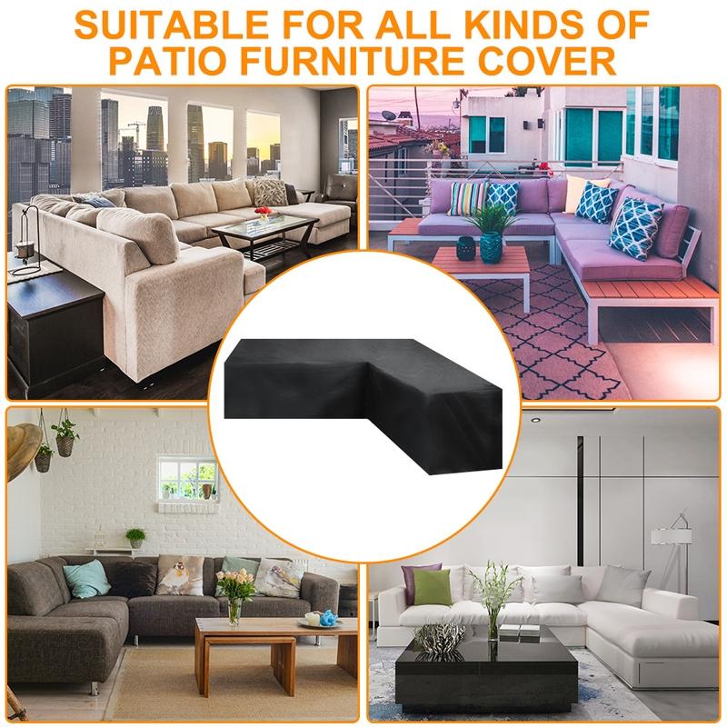 Waterproof Outdoor Corner Sofa Cover - 200X270X82Cm - Black-1915196644522070021