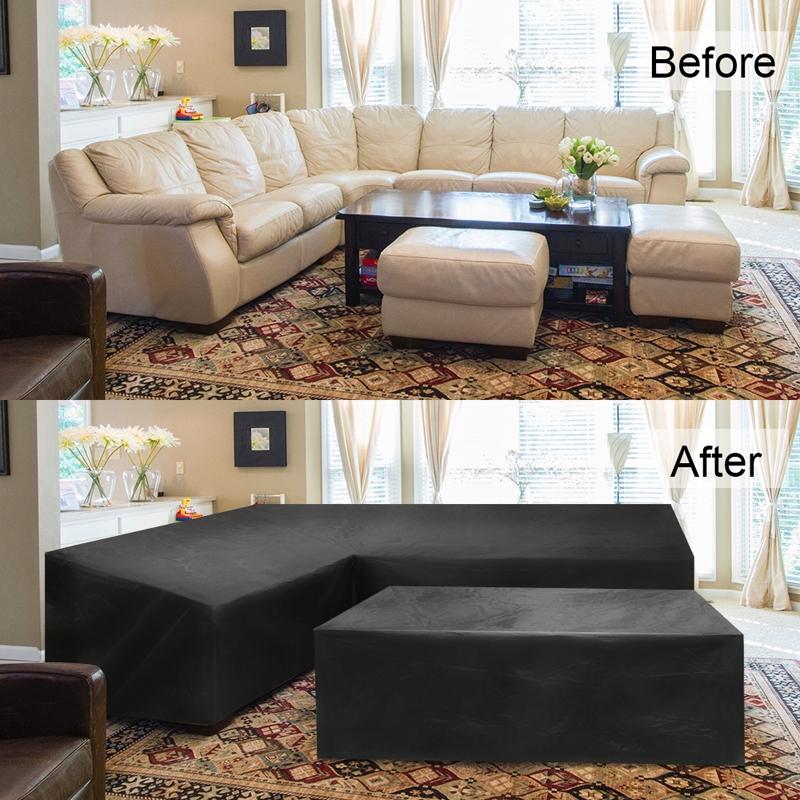 Waterproof Outdoor Corner Sofa Cover - 200X270X82Cm - Black-1915196644522070022
