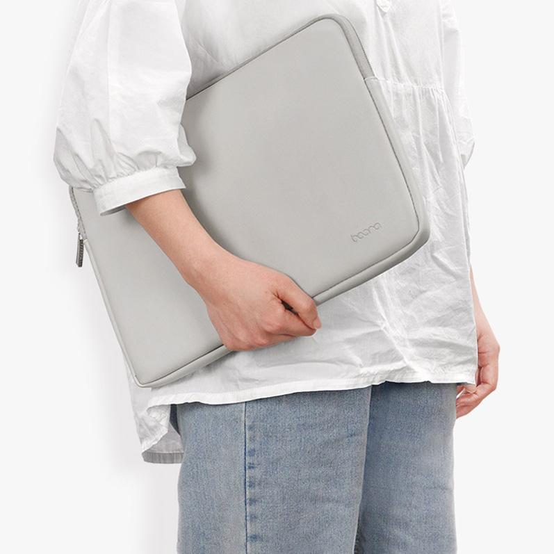 Double-Layer Leather Laptop Bag - Mint Green - Fits 13 / 13.3 / 14 Inch-1922443427593719814