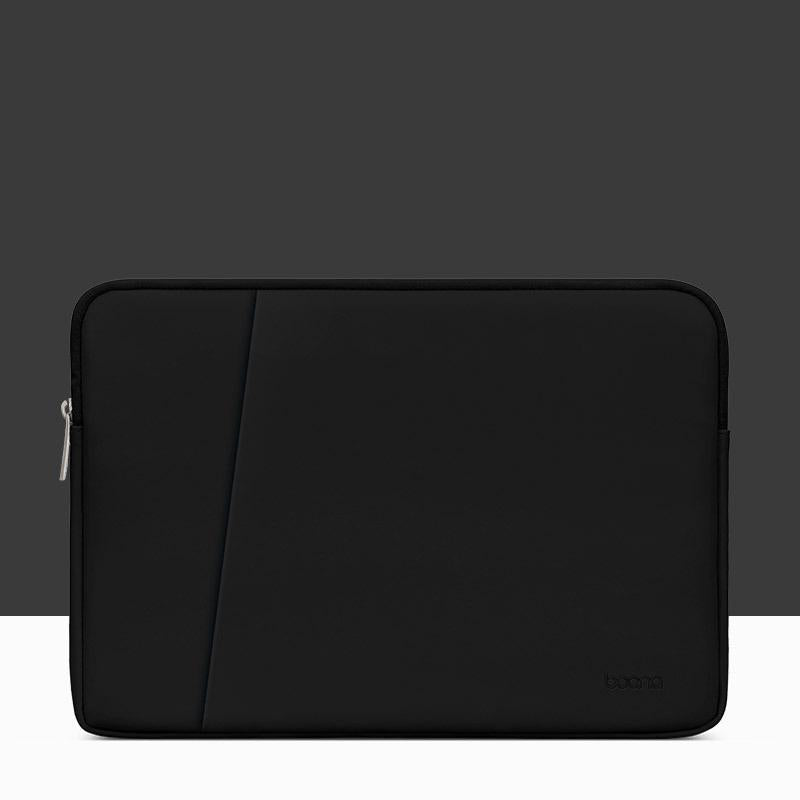 Midnight Black Leather Laptop Bag - Double-Layer - 11 / 12 Inch-1915197087058890752