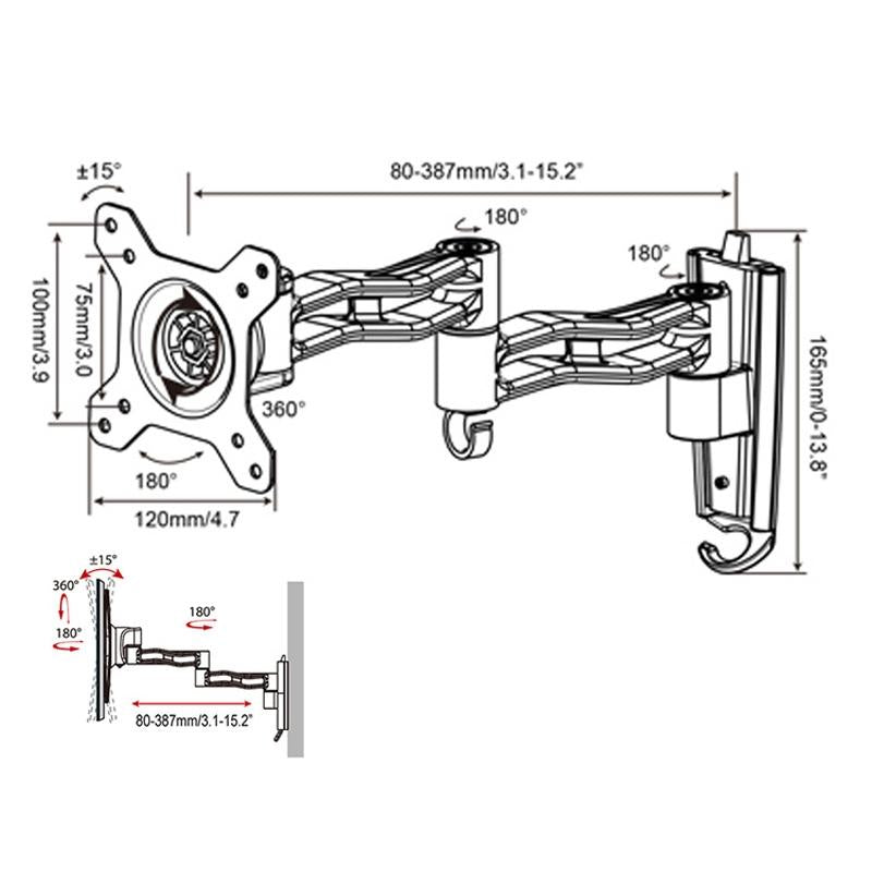Telescopic Rotating Tv Wall Mount For Gibbon L33 Monitors-1915197298393092098