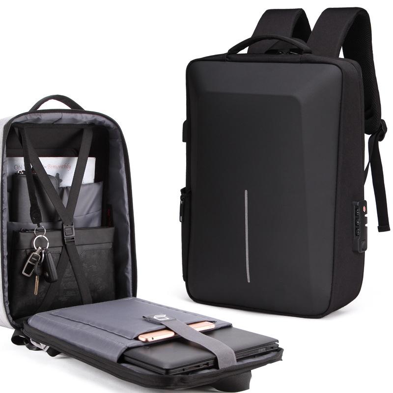 Anti-Theft Hard Shell Backpack For Men - Black-1915198305290293255