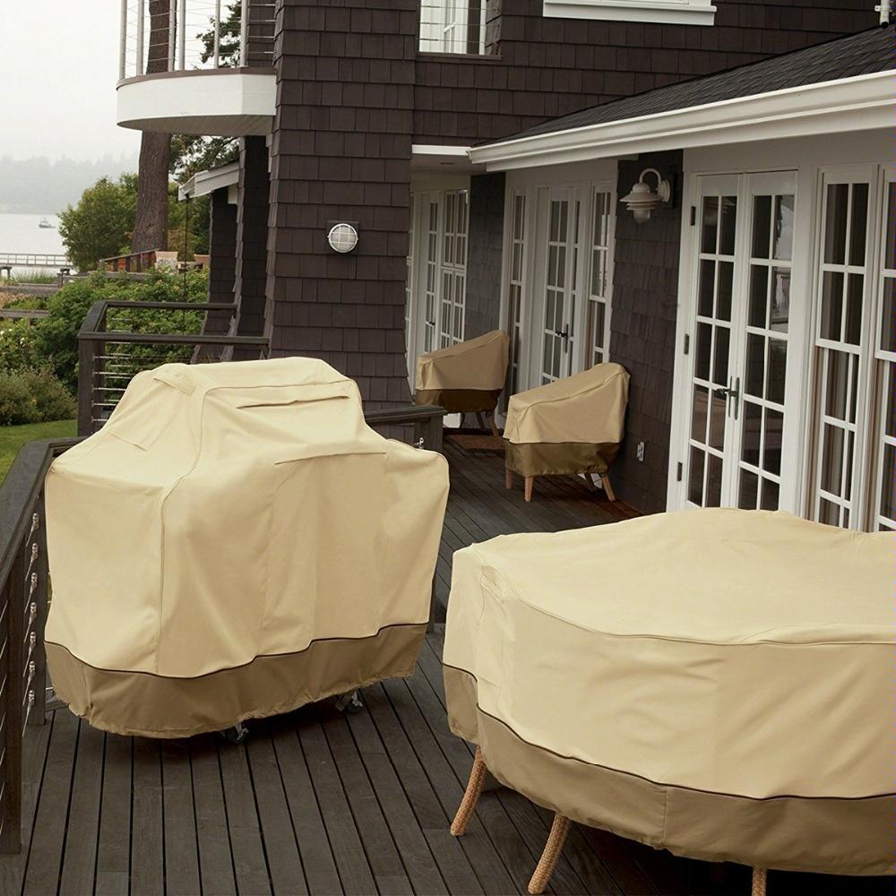 Waterproof Bbq Cover With Sundry Bag - Oxford Cloth 150X61X122Cm Beige-1915196975108722692