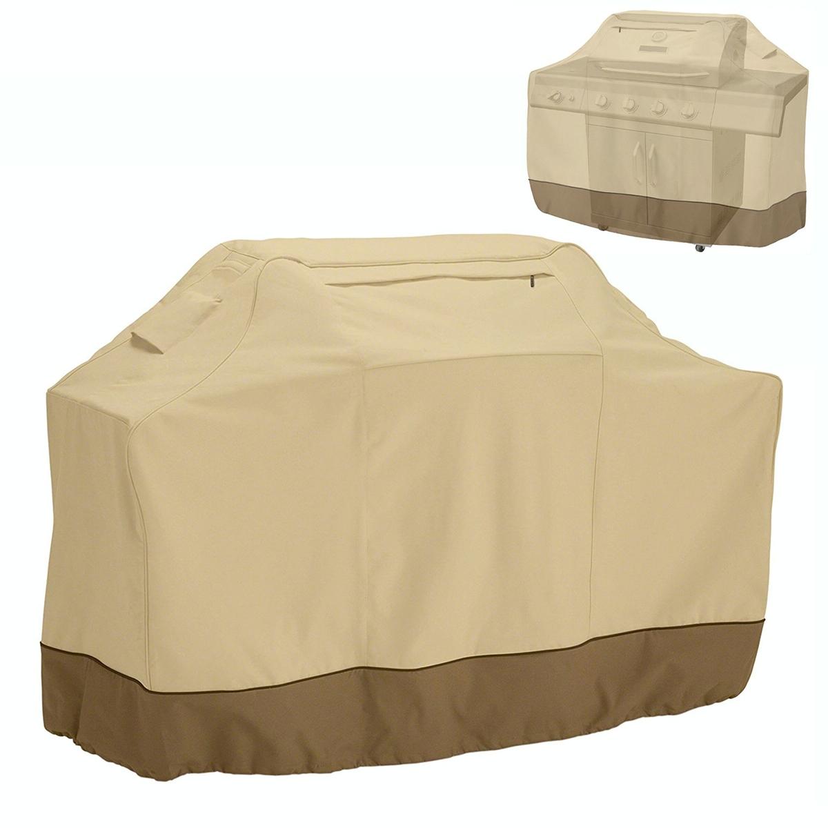 Waterproof Bbq Cover With Sundry Bag - 183X66X130Cm Beige-1915196662989590533