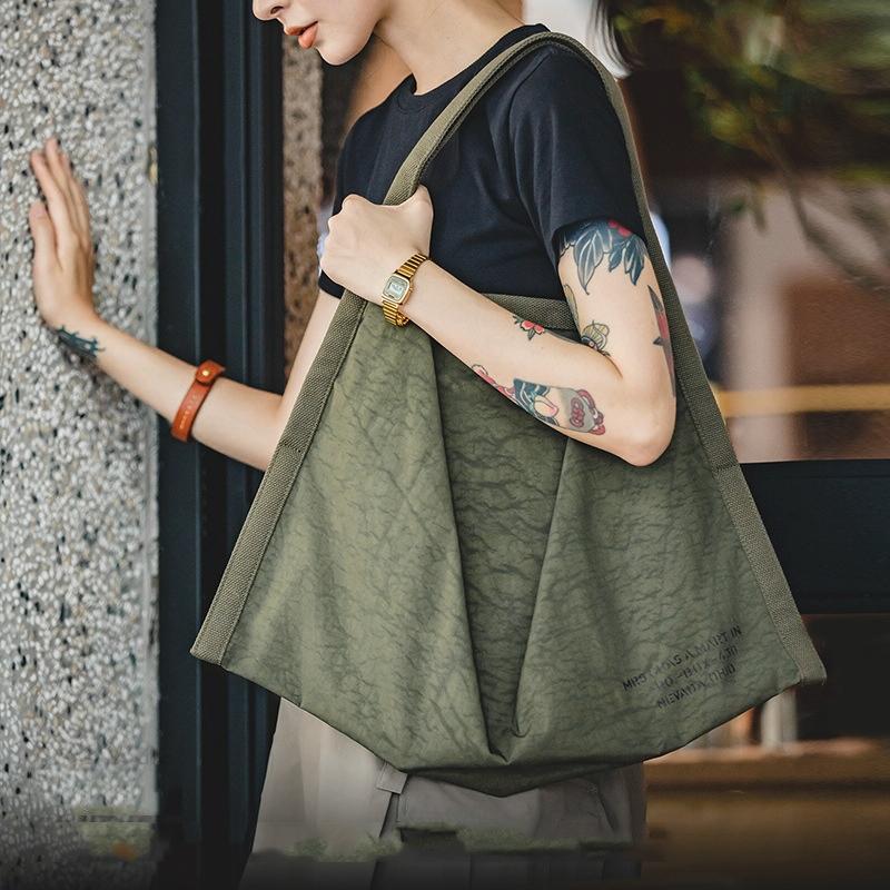 Waterproof Nylon Handbag - Large Capacity Army Green-1915196939343892480