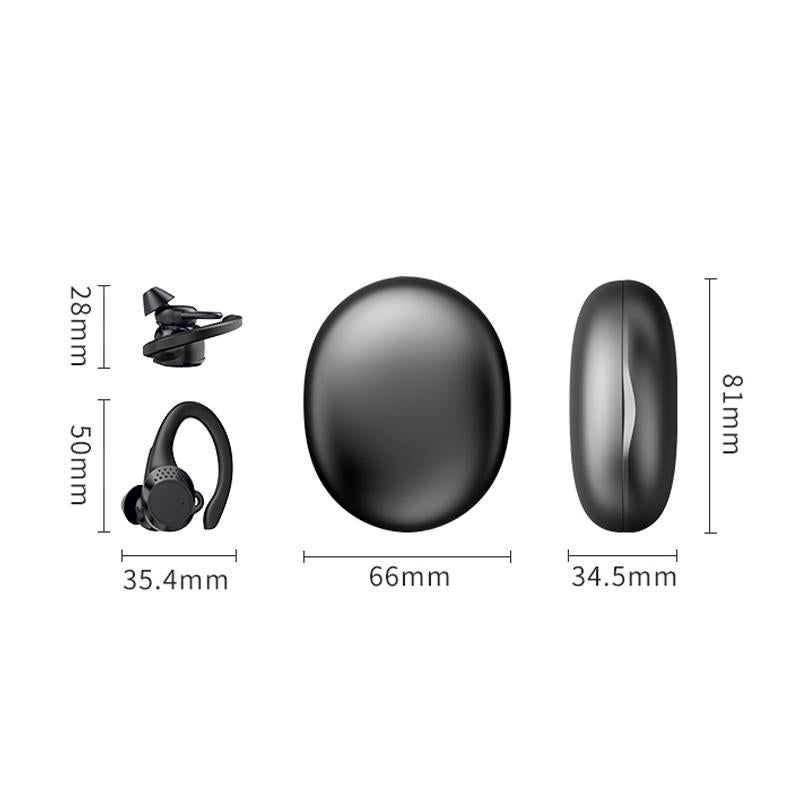 Digital Display Bluetooth Headset With Noise Reduction And Charging Bin - Black-1915197125487104001