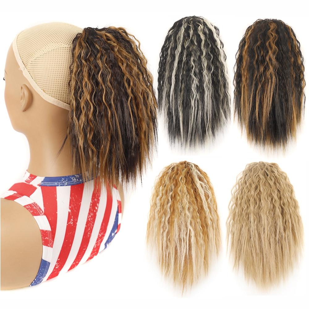 Short Fluffy Drawstring Perm Curly Ponytail Wig In 1Bt27 Colour-1915197263907524613