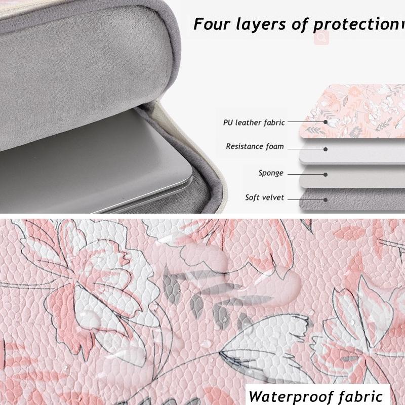 15 Inch Light Pink Laptop Sleeve With Telescoping Handle-1915196660447842307