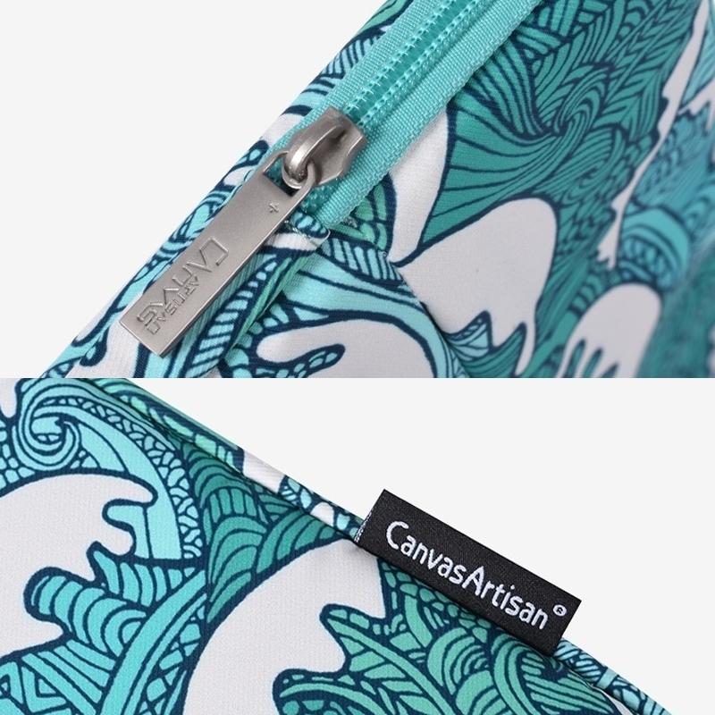 Green Wave 15 Laptop Sleeve In Pu Leather Print-1915196661177651204