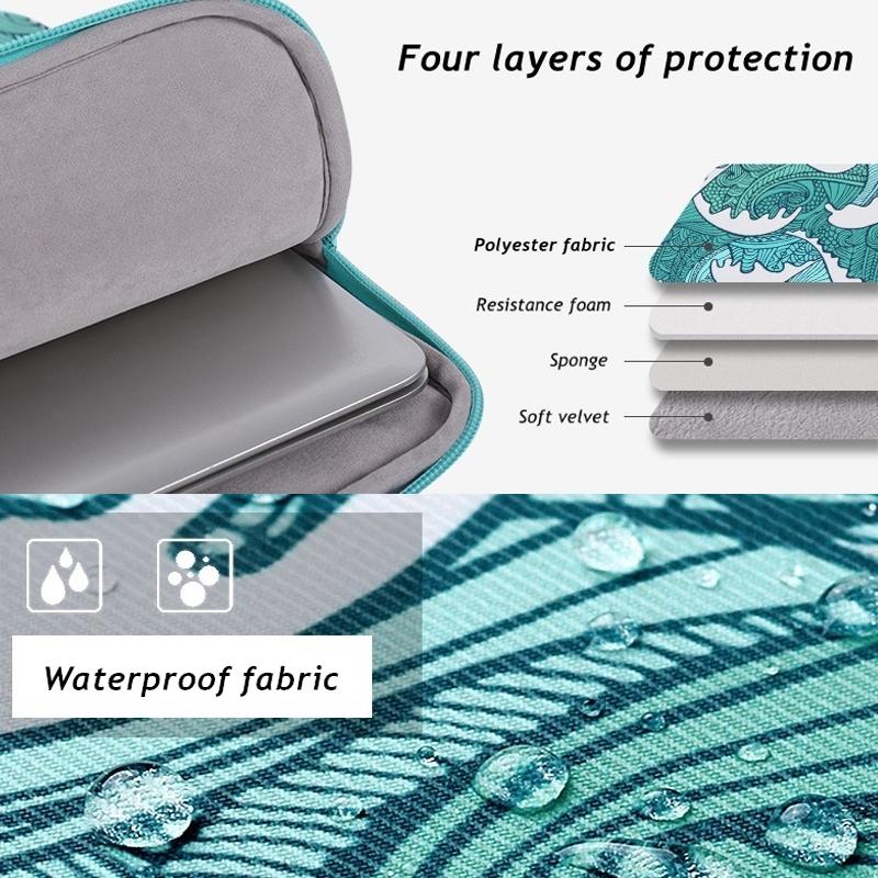 Green Wave 15 Laptop Sleeve In Pu Leather Print-1915196661177651205