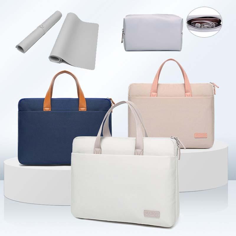 Ultra-Thin Macbook Laptop Bag With Mouse Pad - Khaki & Gray 13.3-14 Inches-1915197028791619585