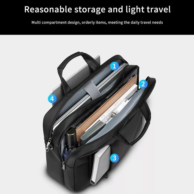 Waterproof Multifunctional Laptop Messenger Bag - Black-1915197127198380037