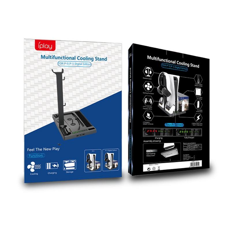 Ps5 Cooling Fan Base With Charging Stand And Disc Holder - Black-1915197143715549191