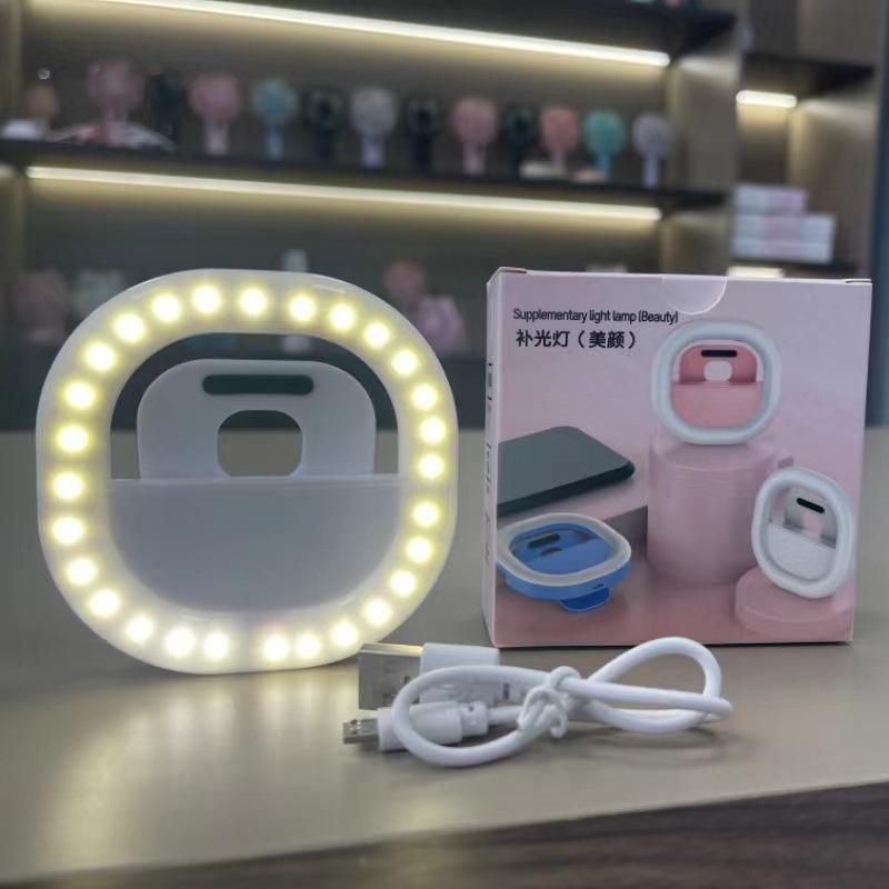 Rechargeable Clip-On Selfie Light For Mobile Phones - Blue-1915196515001962504