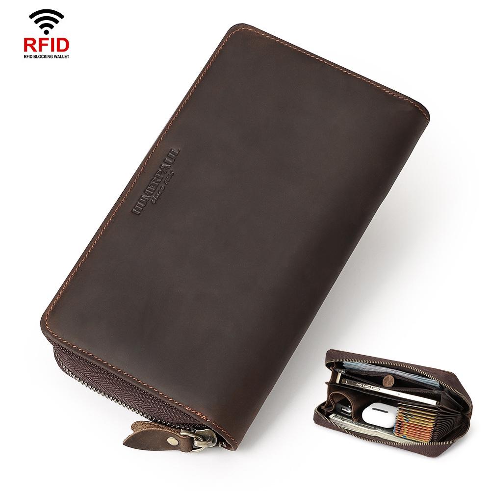Leather Rfid Men Wallet - Coffee Multi-Card-1915196963956068354