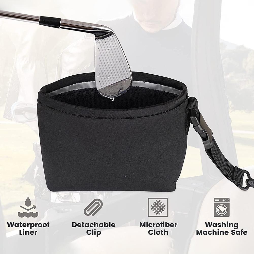 Black Portable Golf Ball Cleaning Bag - Waterproof & Removable-1915196687824064517