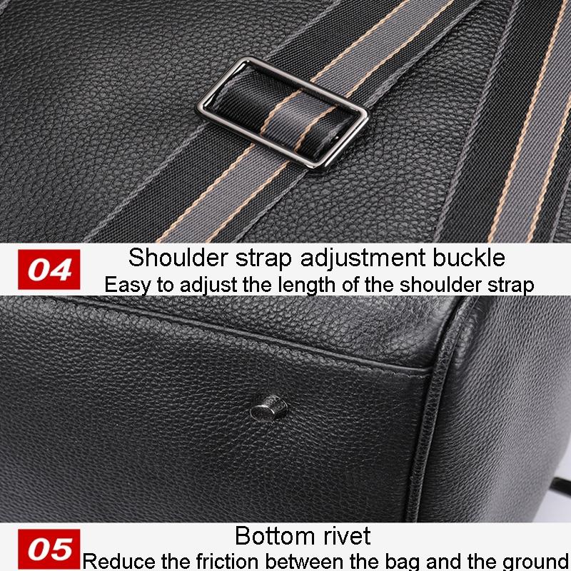 Multifunctional Leather Travel Bag - Large Capacity Single Shoulder - Black-1915196816257847298